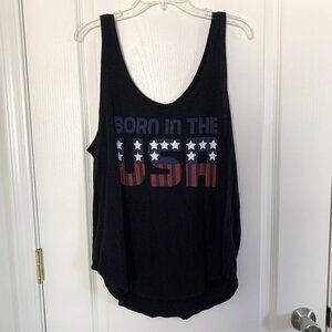 Signorelli Born In The USA Tank Top Scoop Neck Sleeveless Black Size XL